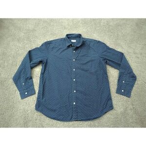 GAP Button Up Shirt Mens XL Blue Geometric Long Sleeve Standard Fit‎